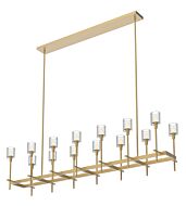 Alora Salita 14 Light Linear Pendant in Vintage Brass And Ribbed Crystal