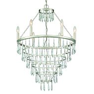 Crystorama Lucille 6 Light 35 Inch Chandelier in Antique Silver with Clear Hand Cut Crystals