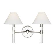 Robert 2 Light Bathroom Vanity Light in Polished Nickel And Clear Acrylic by Ralph Lauren