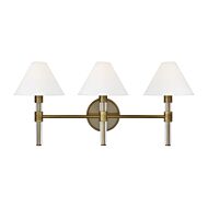 Robert 3 Light Bathroom Vanity Light in Time Worn Brass And Clear Acrylic by Ralph Lauren