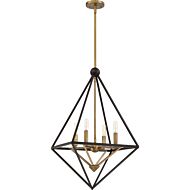 Louvre Four Light Foyer Pendant in Western Bronze by Quoizel