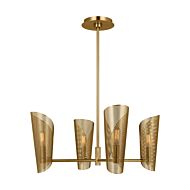 Plivot Four Light Chandelier in Burnished Brass by Visual Comfort Studio