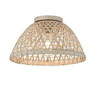  One Light Flush Mount in Matte Black and Natural Rattan by Meridian