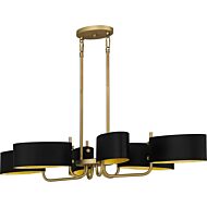 Madden Six Light Linear Chandelier in Aged Brass by Quoizel