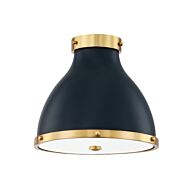 Painted No. 3 Two Light Flush Mount in Aged Brass Darkest Blue by Hudson Valley