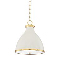 Painted No. 3 Two Light Pendant in Aged Brass Off White by Hudson Valley