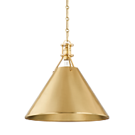 Metal No. 2 One Light Pendant in Aged Brass by Hudson Valley