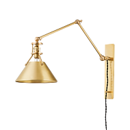 Metal No. 2 One Light Portable Wall Sconce in Aged Brass by Hudson Valley