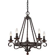 Quoizel Noble 5 Light Chandelier in Rustic Black