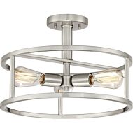 Quoizel New Harbor 15 Inch 3 Light Semi Flush Mount in Brushed Nickel