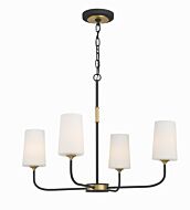 Niles Four Light Chandelier in Black Forged   Modern Gold by Crystorama