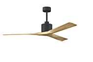 Nan 6-Speed DC 60 Ceiling Fan in Matte Black with Light Maple Tone blades