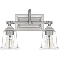 Quoizel Nicholas 2 Light Bathroom Vanity Light in Brushed Nickel