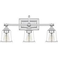 Quoizel Nicholas 3 Light Bathroom Vanity Light in Polished Chrome