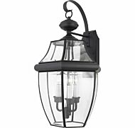 Quoizel Newbury 3 Light 12 Inch Outdoor Wall Lantern in Mystic Black