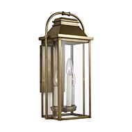 Wellsworth Three Light Lantern in Painted Distressed Brass by Visual Comfort Studio