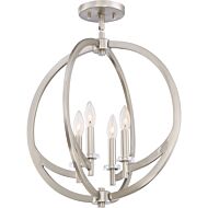 Orion Four Light SemiFlush Mount in Brushed Nickel by Quoizel