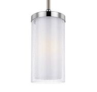 Feiss Jonah 1 Light Mini Pendant in Satin Nickel / Chrome