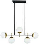 George Kovacs Alluria 5 Light 36 Inch Pendant Light in Weathered Black