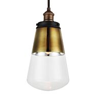 Feiss Waveform 1 Light Mini Pendant in Painted Aged Brass / Dark Zinc