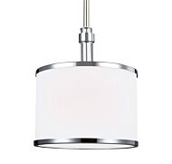 Feiss Prospect Park 1 Light Mini Pendant in Satin Nickel / Chrome