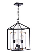 Aaron Four Light Foyer Pendant in Flat Black Satin Brass by Craftmade