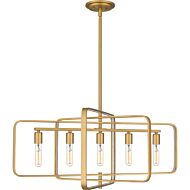 Dupree Five Light Island Chandelier in Brushed Weathered Brass by Quoizel