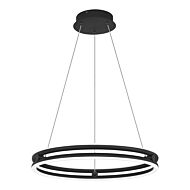 Graves LED Pendant in Matte Black by Quoizel