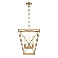 Alora Lattice 4 Light Pendant Light in Vintage Brass