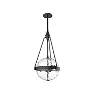 Harmony Three Light Pendant in Matte Black Clear Water Glass by Alora