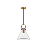 Emerson One Light Pendant in Aged Gold Clear by Alora