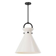 Emerson One Light Pendant in Matte Black Glossy Opal Glass by Alora