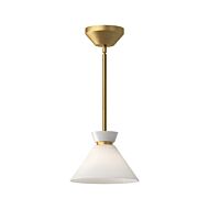 Halston One Light Pendant in Brushed Gold Glossy Opal Glass by Alora