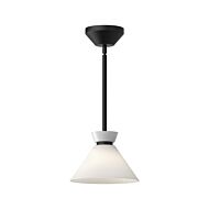 Halston One Light Pendant in Glossy Opal Glass Matte Black by Alora