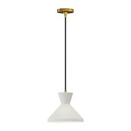 Betty 1-Light Pendant in Aged Gold with Opal Glass