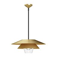 Tetsu One Light Pendant in Brushed Gold Clear Glass by Alora