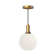 Castilla 1-Light Pendant in Aged Gold with Opal Glass