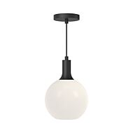 Castilla One Light Pendant in Matte Black Opal Matte Glass by Alora