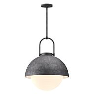 Harper One Light Pendant in Steel Shade Opal Matte Glass by Alora