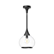 Hazel One Light Pendant in Clear Glass Matte Black by Alora