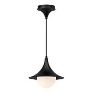 Fuji 1-Light Pendant in Matte Black with Opal Glass