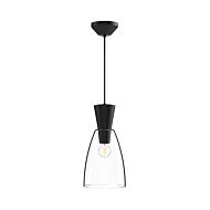 Arlo One Light Pendant in Clear Glass Matte Black by Alora