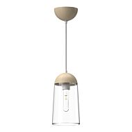 Emil 1-Light Pendant in White with White Oak