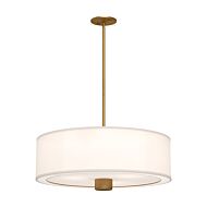 Theo Three Light Pendant in Aged Gold White Linen by Alora