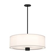 Theo Three Light Pendant in Matte Black White Linen by Alora