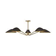 Oscar 5-Light Pendant in Matte Black with Aged Gold