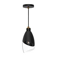 Capri One Light Pendant in Clear Glass Matte Black by Alora