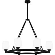 Penning Six Light Linear Chandelier in Matte Black by Quoizel