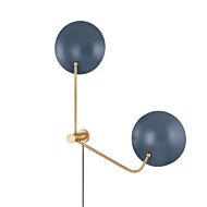 Leif Two Light Wall Sconce in Patina BrassSlate Blue by Troy Lighting