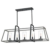 Lincoln Five Light Linear Chandelier in Distressed Iron by Quoizel